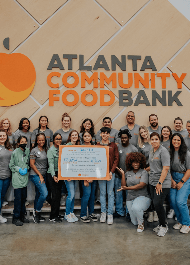 Group of CFA volunteers at the Atlanta Community Food Bank.